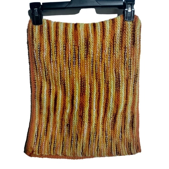 Homemade VINTAGE knitted pillow sham yellow, brown, orange - Picture 1 of 3
